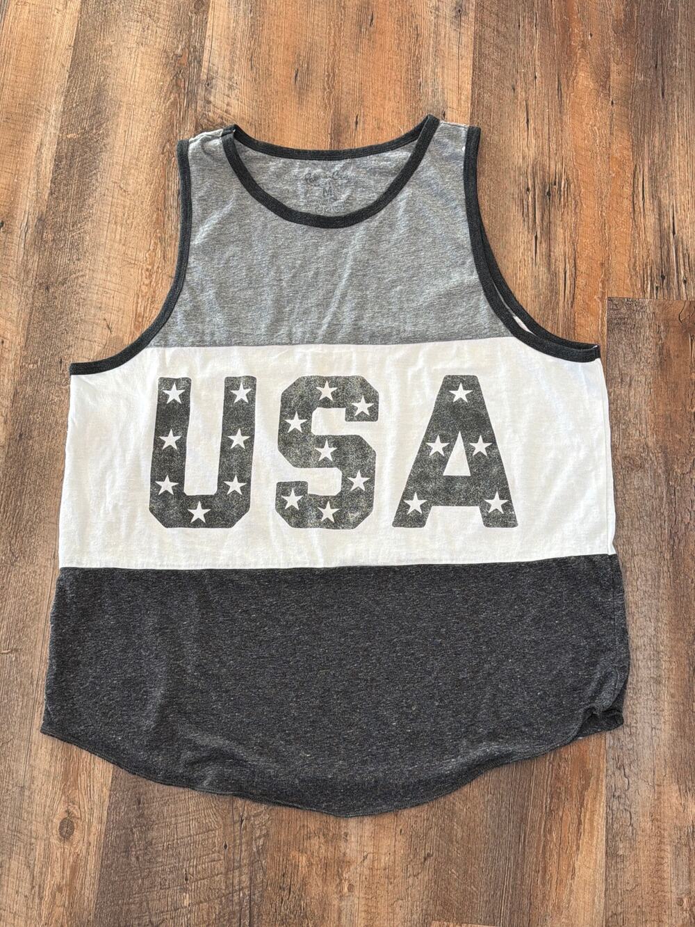 Palmer Cash Men’s USA Graphic Tank Top Gray White Size M